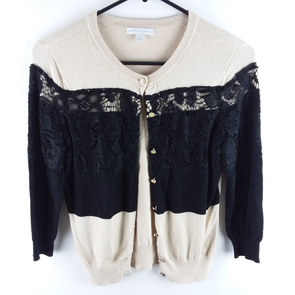 New York & Company Sweaters - New York & Company Lace Embell Cardigan Sweater